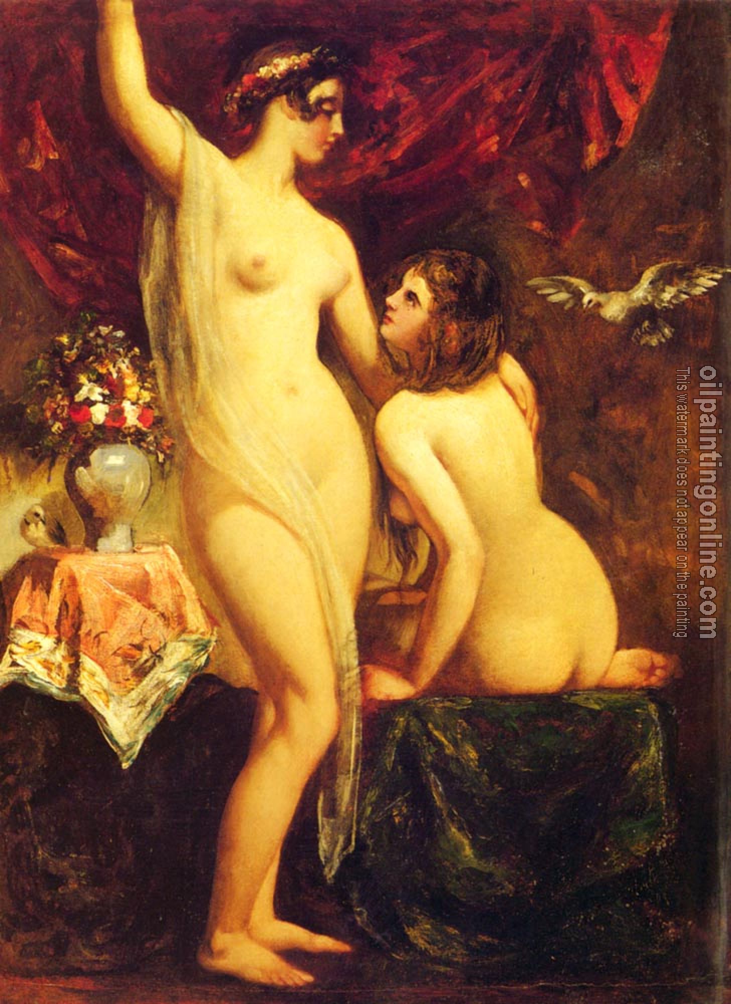 William Etty - Two Nudes In An Interior